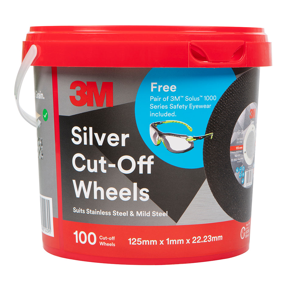 3M™ Silver Cut-Off Wheel 125mm x 1mm x 22.2mm - Bucket of 100
