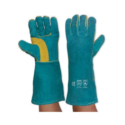 GAUNTLETS-SOUTH PAW LEFT HAND PAIR - GREEN & GOLD KEVLAR GLOVE