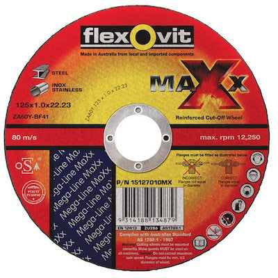 FLEXOVIT MAXX INOX CUT OFF WHEELS 115mm
