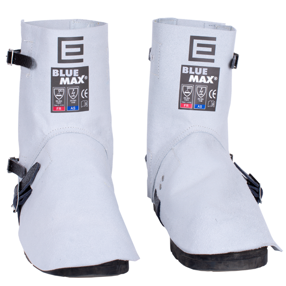 ELLIOTTS Blue Max Chrome Leather Welders Spats (supported) - Strap and Buckle Closure
