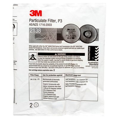 3M™ Particulate Filter 2138, P2/P3, with Nuisance Level Organic Vapor Relief