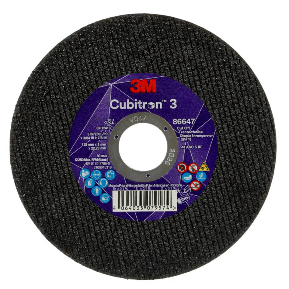 3M Cubitron 3 125mm x 1.0mm x 22 Cut Off Wheels - Pack Of 25