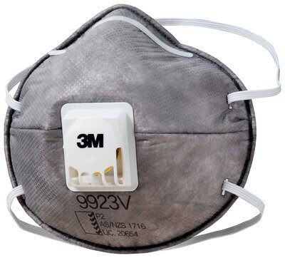 3M Cupped Particulate Respirator 9923V, P2, with Nuisance Level* Organic Vapour Relief, valved Box of 10