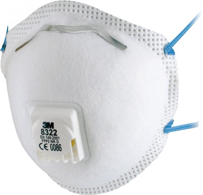 3M 8822 Disposable Cupped Particulate Respirator P2 with valve Box of 10