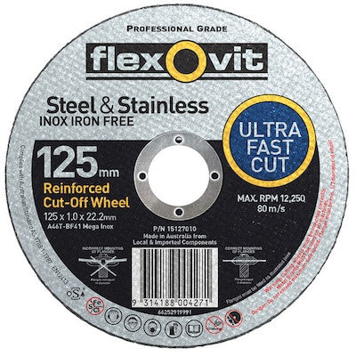 FLEXOVIT MEGA LINE INOX CUT OFF WHEELS 125mm-100 Discs