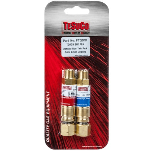 Ibeda Quick Action Coupling Flashback Arrestor Torch End Twin Pack -FUEL & Oxygen
